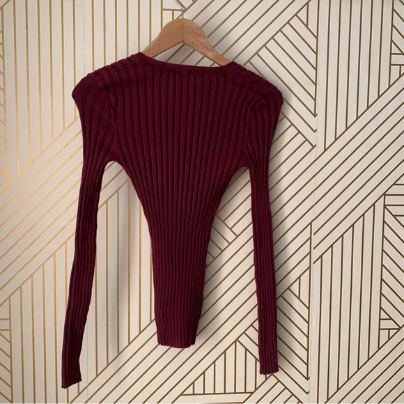 Sundance Poet Legends Sweater V Neck ribbed organic cotton Maroon burgundy XS - Picture 6 of 8